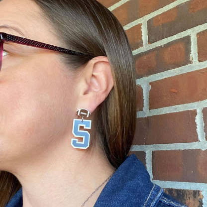Personalized Player Number Earrings, Baseball-Soccer-Football-Basketball-LAX-Race Car-Hockey