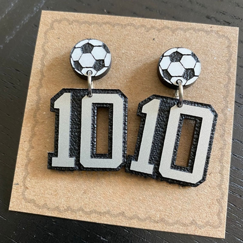 Personalized Player Number Earrings, Baseball-Soccer-Football-Basketball-LAX-Race Car-Hockey