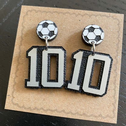 Personalized Player Number Earrings, Baseball-Soccer-Football-Basketball-LAX-Race Car-Hockey