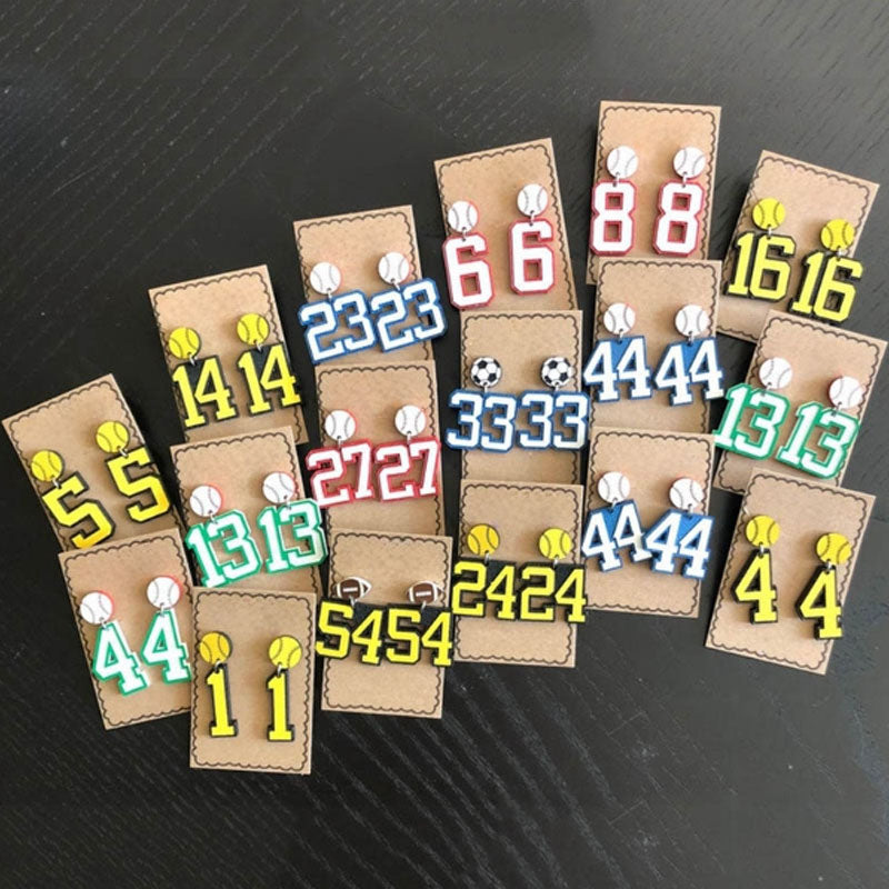 Personalized Player Number Earrings, Baseball-Soccer-Football-Basketball-LAX-Race Car-Hockey