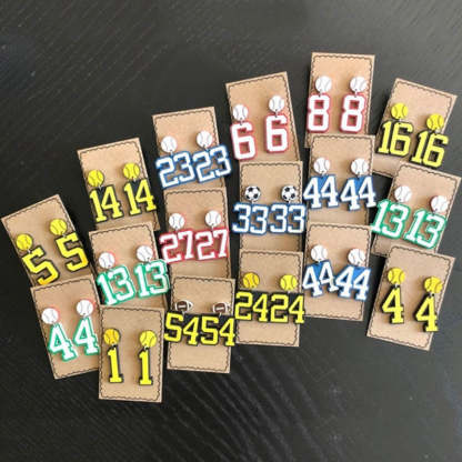 Personalized Player Number Earrings, Baseball-Soccer-Football-Basketball-LAX-Race Car-Hockey