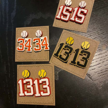 Personalized Player Number Earrings, Baseball-Soccer-Football-Basketball-LAX-Race Car-Hockey