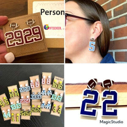 Personalized Player Number Earrings, Baseball-Soccer-Football-Basketball-LAX-Race Car-Hockey