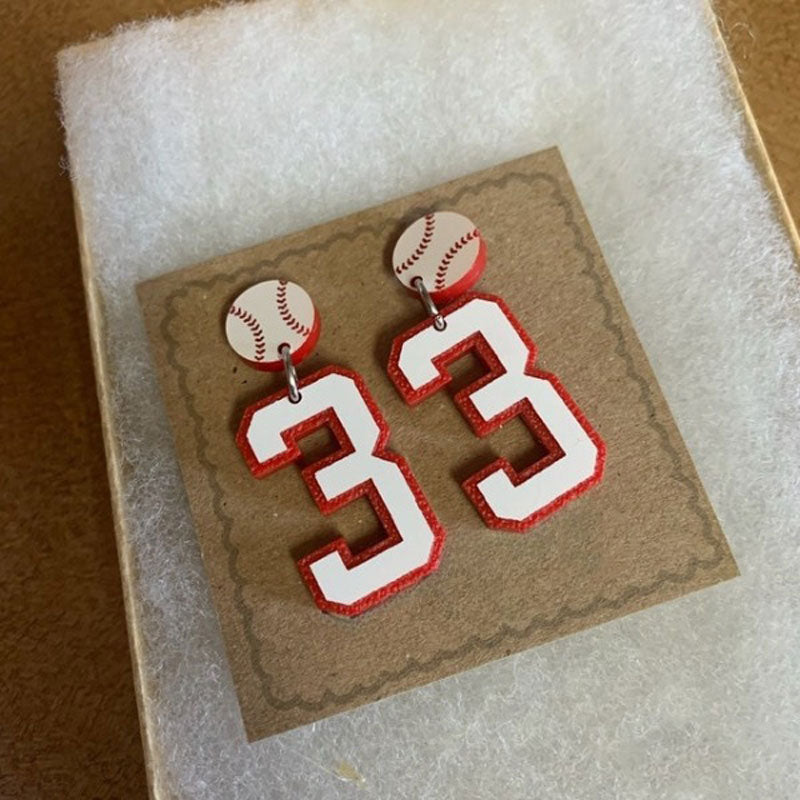 Personalized Player Number Earrings, Baseball-Soccer-Football-Basketball-LAX-Race Car-Hockey
