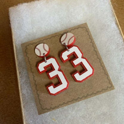 Personalized Player Number Earrings, Baseball-Soccer-Football-Basketball-LAX-Race Car-Hockey