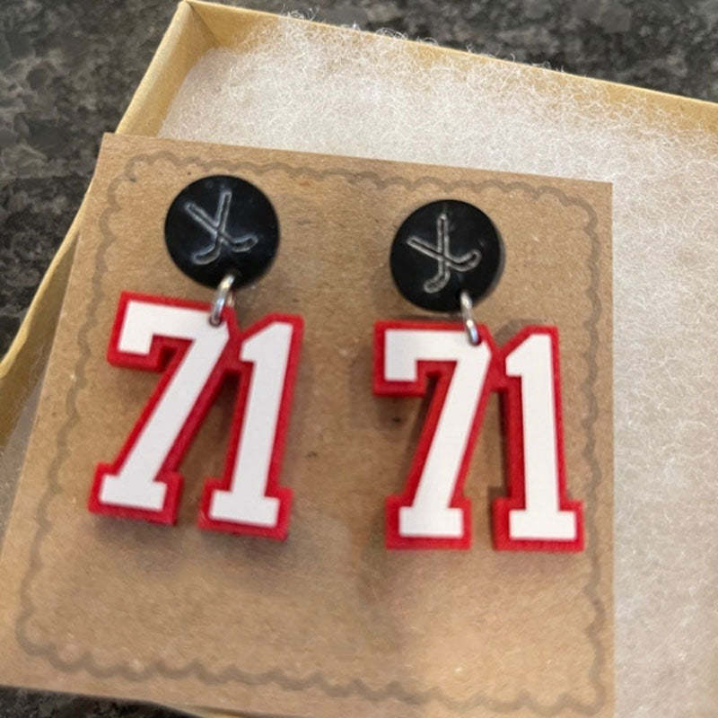 Personalized Player Number Earrings, Baseball-Soccer-Football-Basketball-LAX-Race Car-Hockey