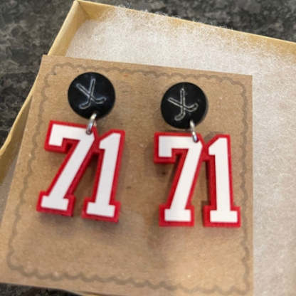 Personalized Player Number Earrings, Baseball-Soccer-Football-Basketball-LAX-Race Car-Hockey