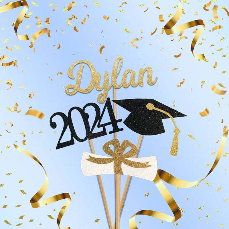 Graduation Centerpiece Sticks 2024 Graduation 4pcs Cake Topper