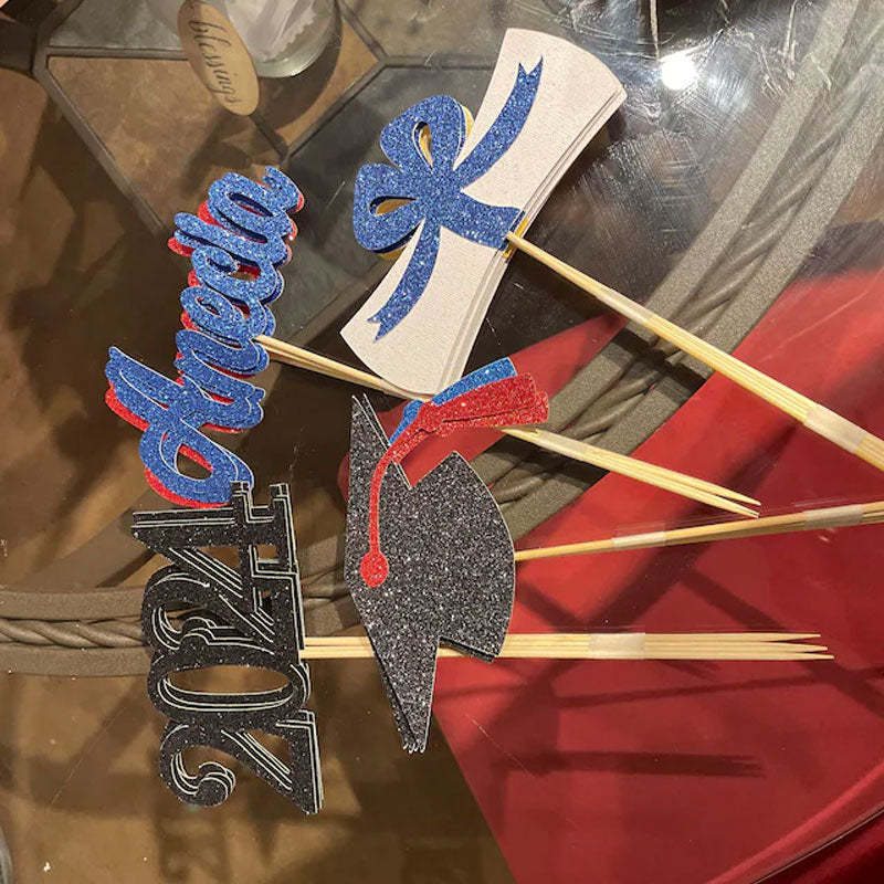 Graduation Centerpiece Sticks 2024 Graduation 4pcs Cake Topper