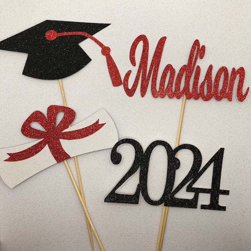 Graduation Centerpiece Sticks 2024 Graduation 4pcs Cake Topper
