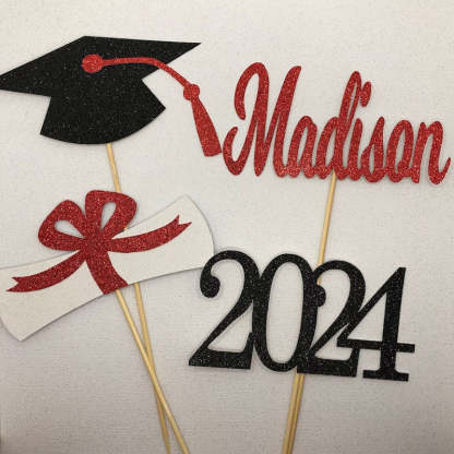 Graduation Centerpiece Sticks 2024 Graduation 4pcs Cake Topper