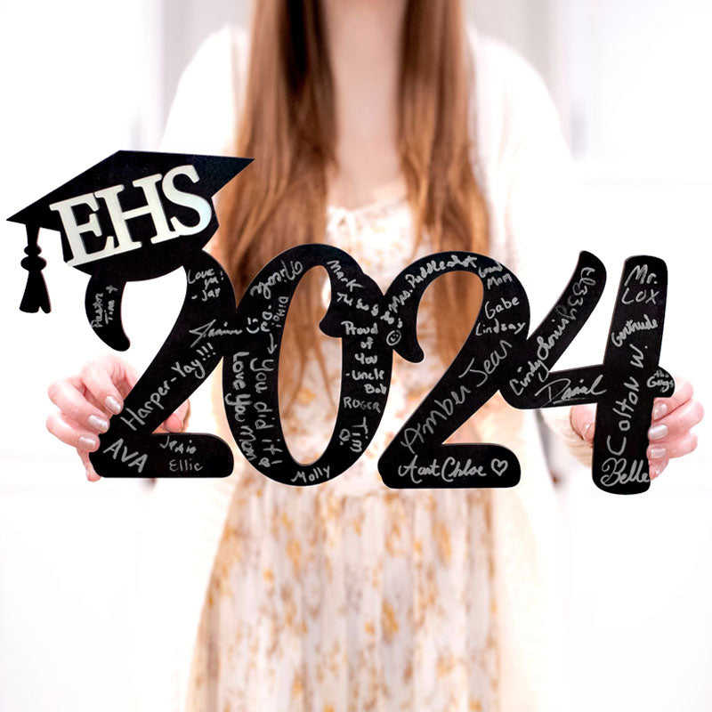 Graduation 2024 Wood Sign, Custom Name School Initials