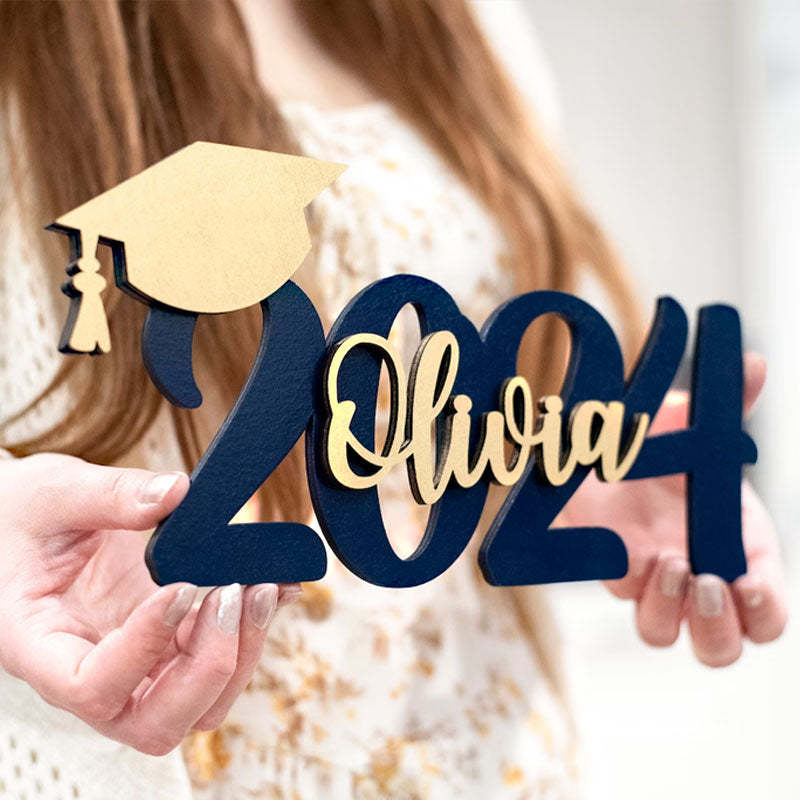 Graduation 2024 Wood Sign, Custom Name School Initials