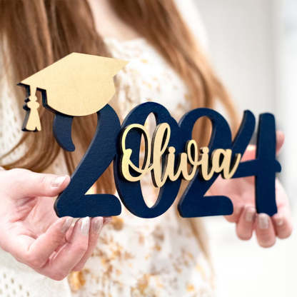Graduation 2024 Wood Sign, Custom Name School Initials
