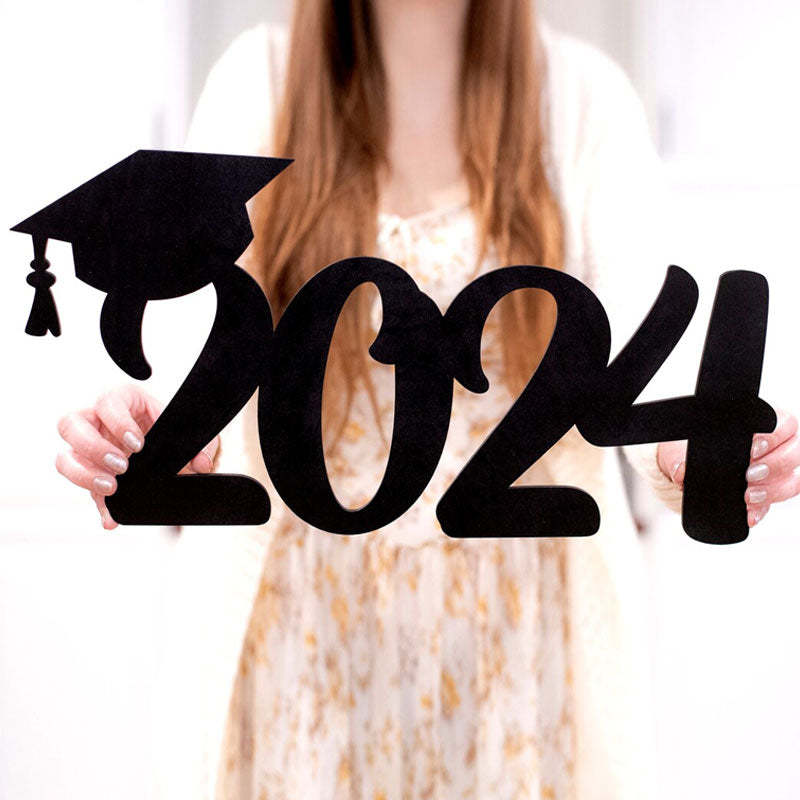 Graduation 2024 Wood Sign, Custom Name School Initials
