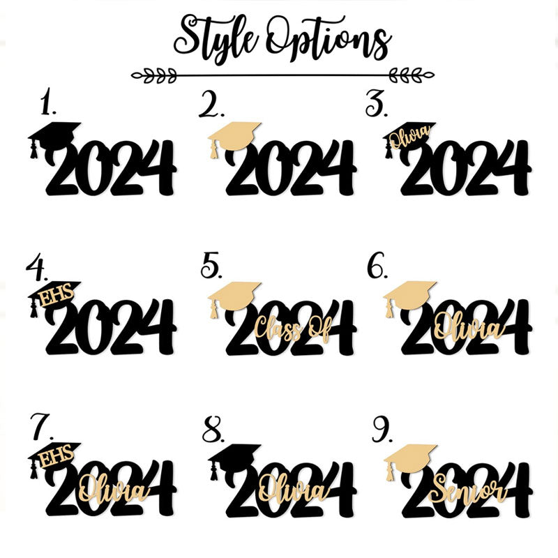 Graduation 2024 Wood Sign, Custom Name School Initials