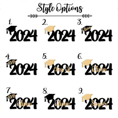 Graduation 2024 Wood Sign, Custom Name School Initials