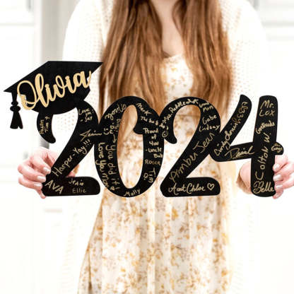 Graduation 2024 Wood Sign, Custom Name School Initials