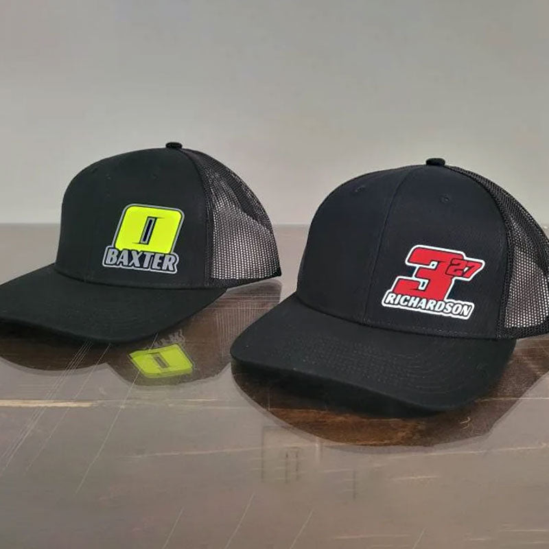 Custom Racing Hats , Race Name and Number Hat , Racing Logo Hat