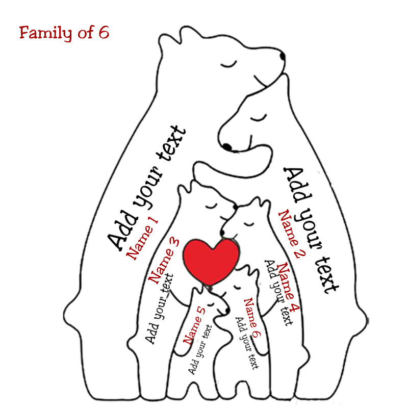 Personalized Wooden Bears Family Puzzle Christmas Home Decor