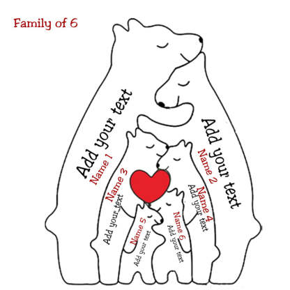Personalized Wooden Bears Family Puzzle Christmas Home Decor