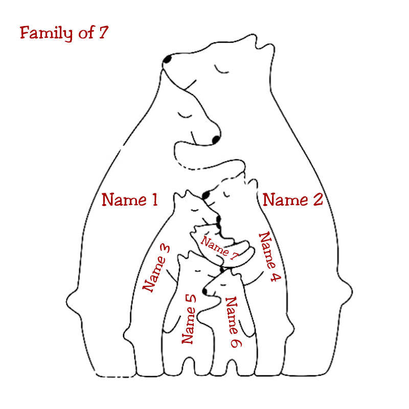 Personalized Wooden Bears Family Puzzle Christmas Home Decor