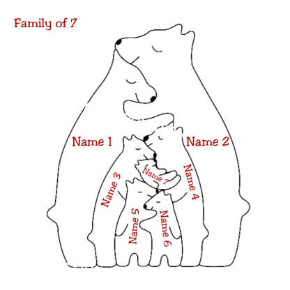 Personalized Wooden Bears Family Puzzle Christmas Home Decor