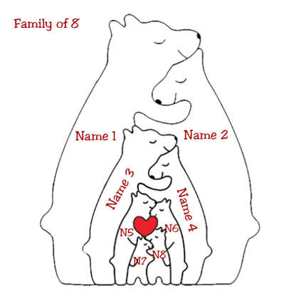 Personalized Wooden Bears Family Puzzle Christmas Home Decor