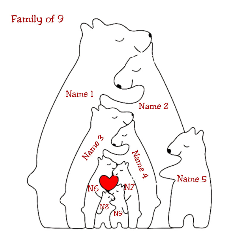 Personalized Wooden Bears Family Puzzle Christmas Home Decor