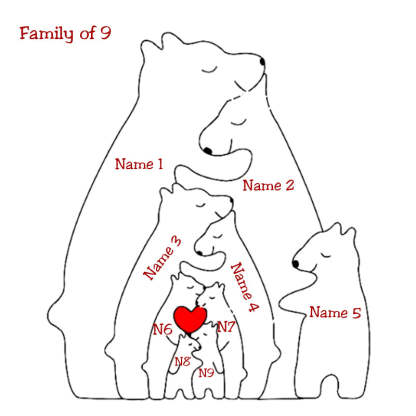 Personalized Wooden Bears Family Puzzle Christmas Home Decor