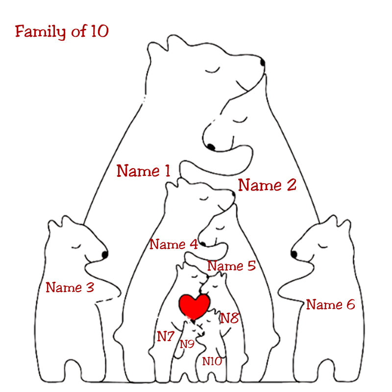 Personalized Wooden Bears Family Puzzle Christmas Home Decor