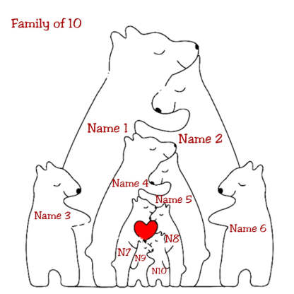 Personalized Wooden Bears Family Puzzle Christmas Home Decor