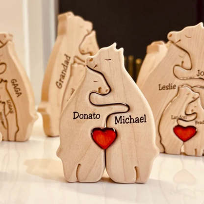 Personalized Wooden Bears Family Puzzle Christmas Home Decor