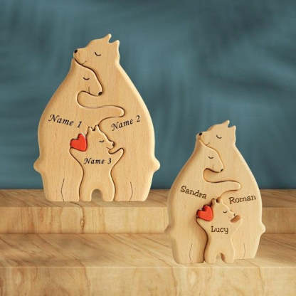 Personalized Wooden Bears Family Puzzle Christmas Home Decor