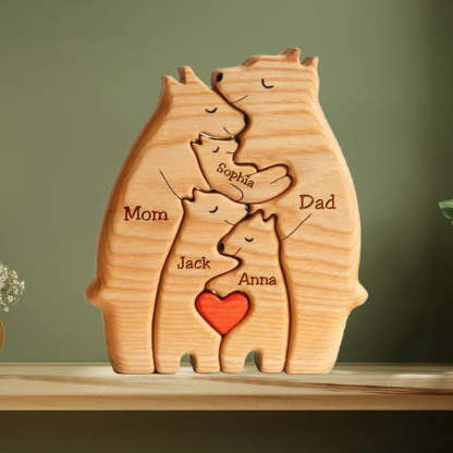 Personalized Wooden Bears Family Puzzle Christmas Home Decor