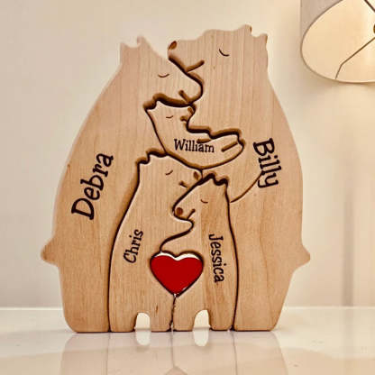 Personalized Wooden Bears Family Puzzle Christmas Home Decor