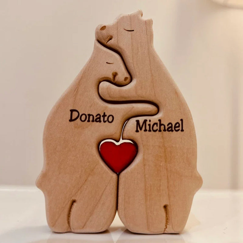 Personalized Wooden Bears Family Puzzle Christmas Home Decor