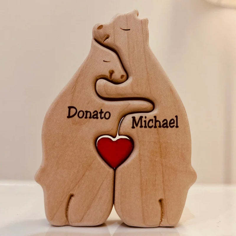 Personalized Wooden Bears Family Puzzle Christmas Home Decor
