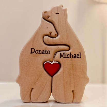 Personalized Wooden Bears Family Puzzle Christmas Home Decor