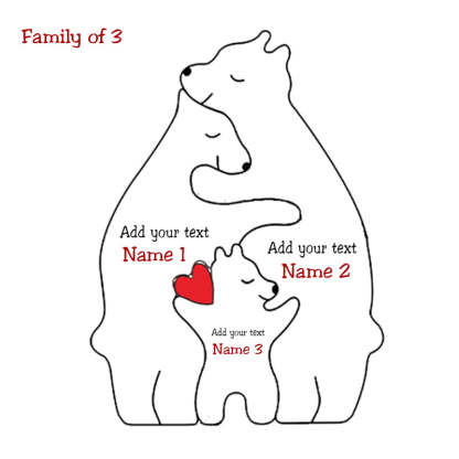 Personalized Wooden Bears Family Puzzle Christmas Home Decor