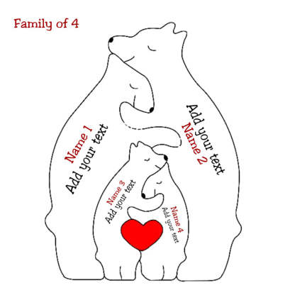 Personalized Wooden Bears Family Puzzle Christmas Home Decor