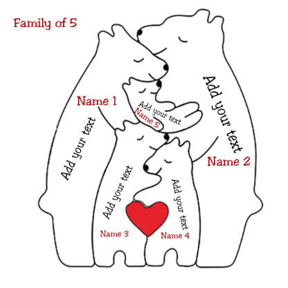 Personalized Wooden Bears Family Puzzle Christmas Home Decor