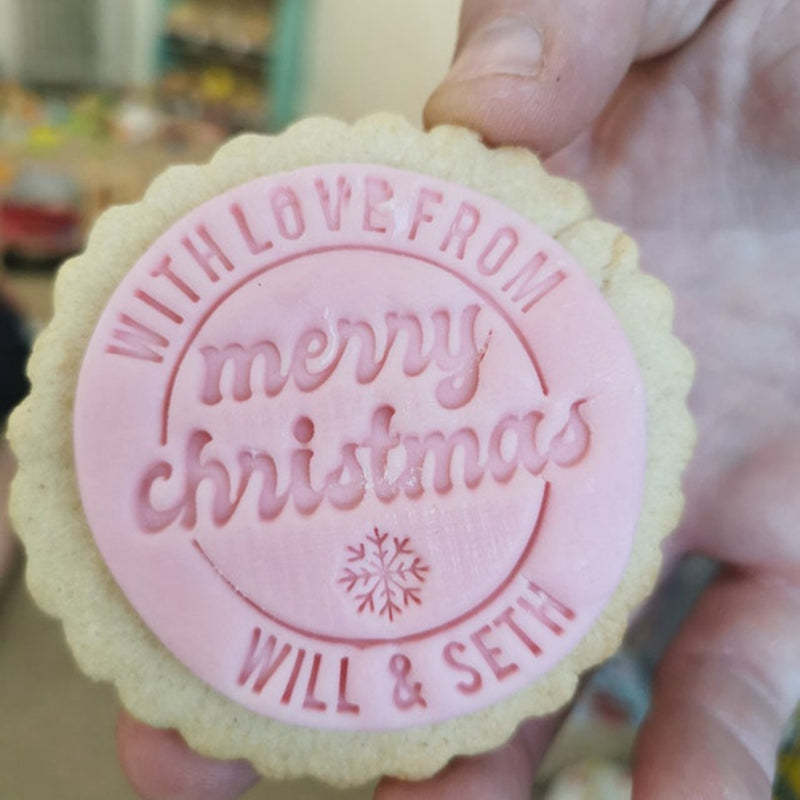 Custom Christmas Cookie Stamp for Xmas Seasonal, Personalized Merry Christmas Cookie Stamp