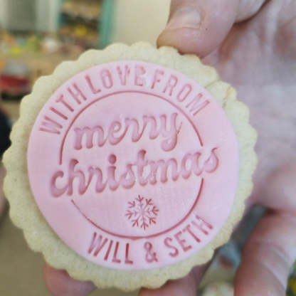 Custom Christmas Cookie Stamp for Xmas Seasonal, Personalized Merry Christmas Cookie Stamp