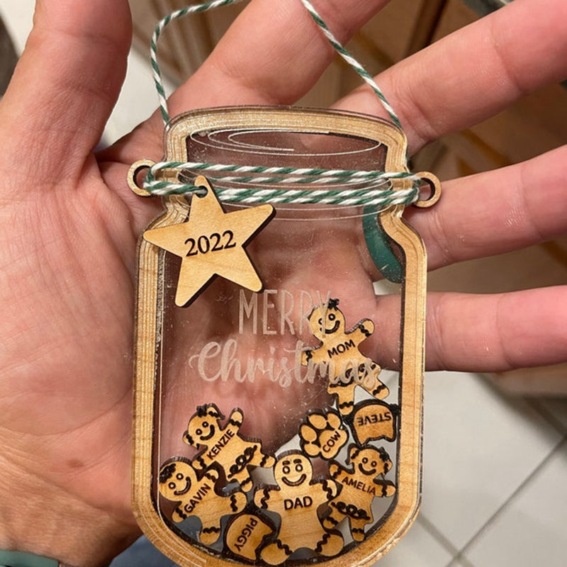 Custom Cookie Jar Family Ornament, Personalized Gingerbread Family Ornament