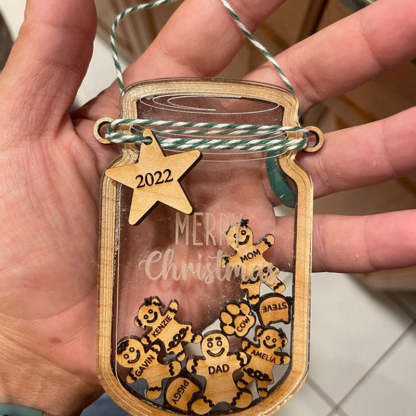 Custom Cookie Jar Family Ornament, Personalized Gingerbread Family Ornament