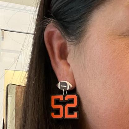Personalized Player Number Earrings, Baseball-Soccer-Football-Basketball-LAX-Race Car-Hockey