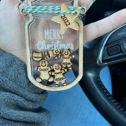 Custom Cookie Jar Family Ornament, Personalized Gingerbread Family Ornament