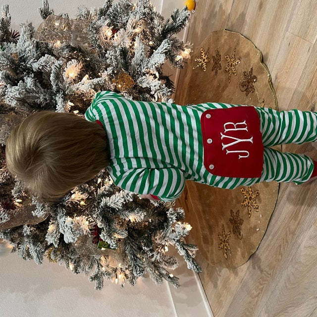 Embroidery Christmas Baby/Toddler Onesie Elf Pyjamas