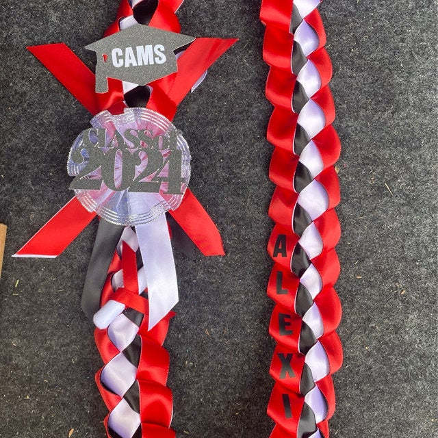 Braided 7/8" Ribbon Leis for Graduation/personalized name/ school colors